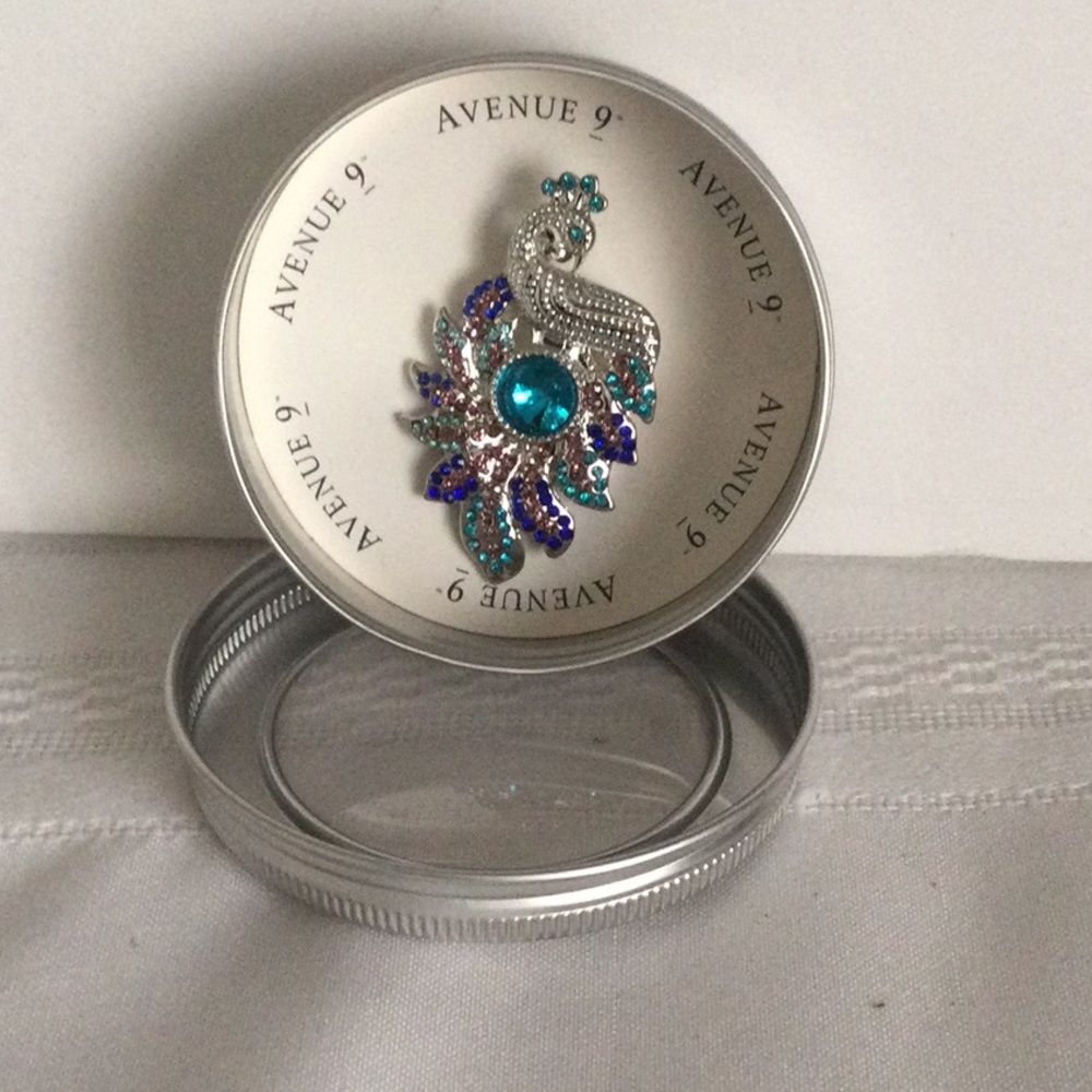 Peacock Brooch with Blue and Purple Gems